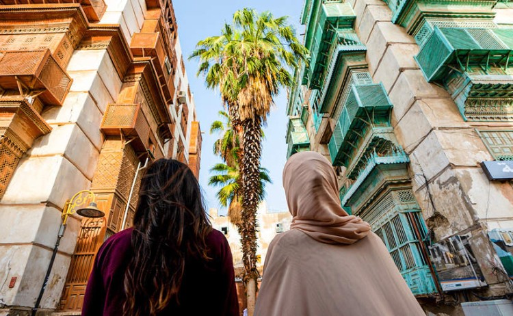 Female tourists in Al Balad, Jeddah