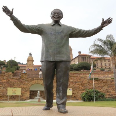 Large Nelson Mandela statue in front of the Union buildings in Pretoria,South Africa.