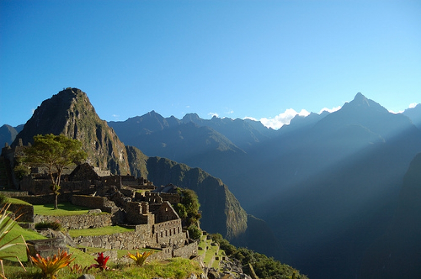 Machu Picchu ruins in the Andes mountains