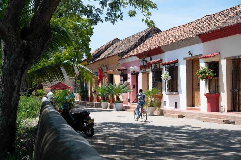 typical street scene in Mompox, Colombia. 