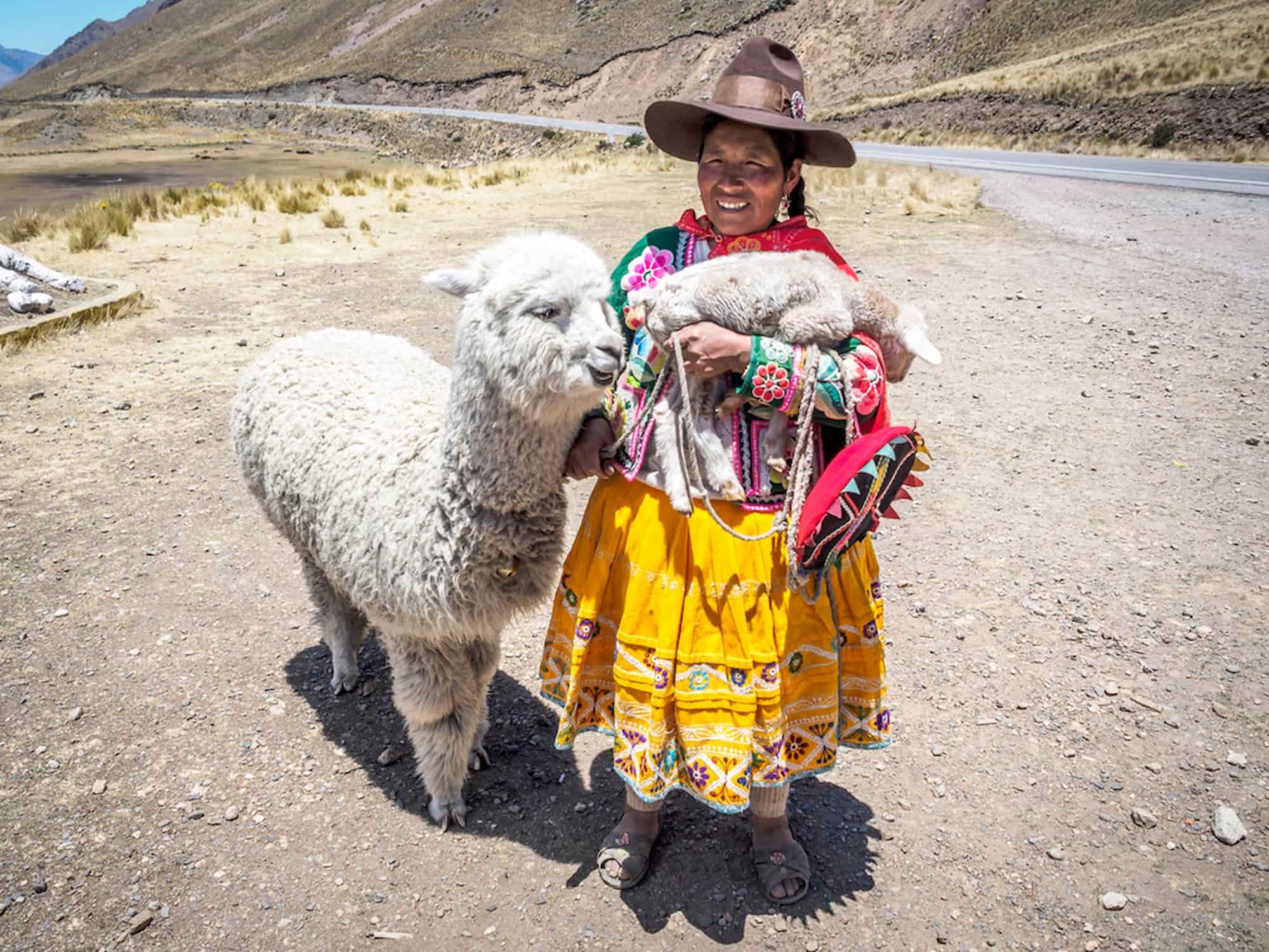 Woman wearing traditional attire with lama in Cusco, Peru. Woman wearing traditional attire with lama in Cusco, Peru.