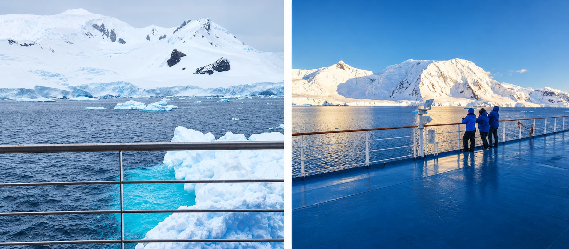 Views from a cabin balcony VS views from public outdoor deck.Views from a cabin balcony VS views from public outdoor deck.