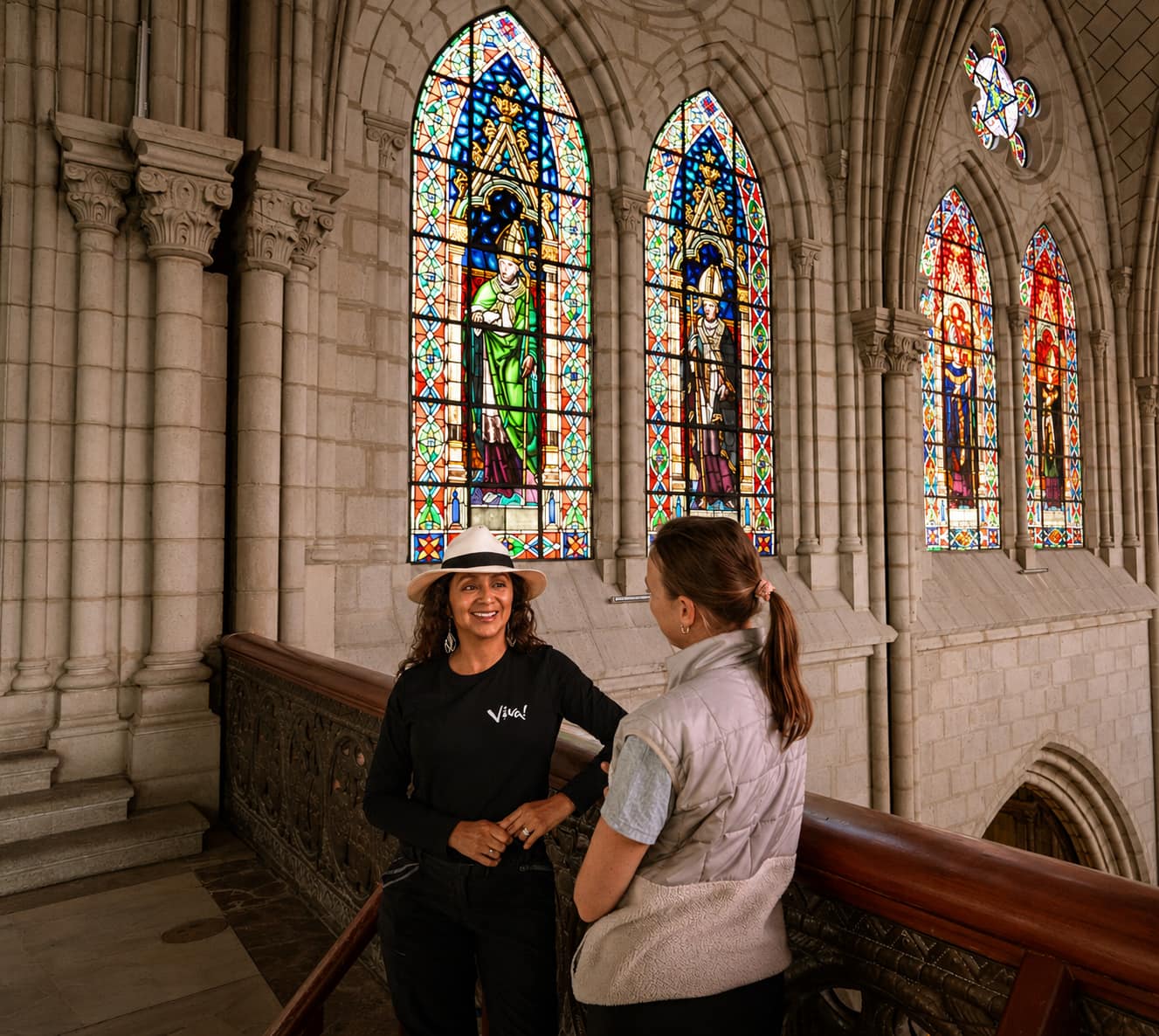 Gina accompanied Viva's guest on an unforgettable visit to the renowned Basilica del Voto Nacional, Ecuador