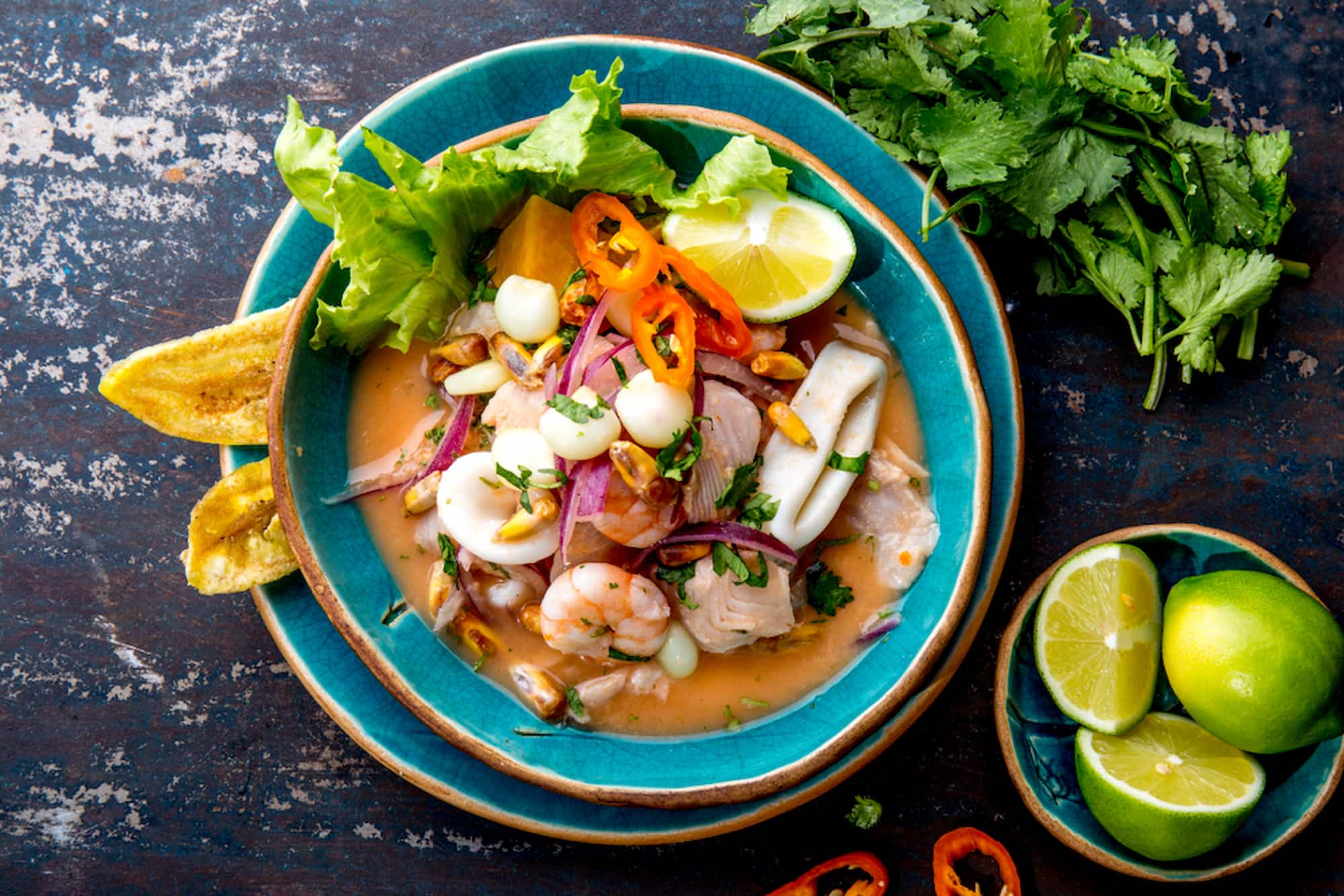 Traditional seafood stew in Peru and Chile. Traditional seafood stew in Peru and Chile.
