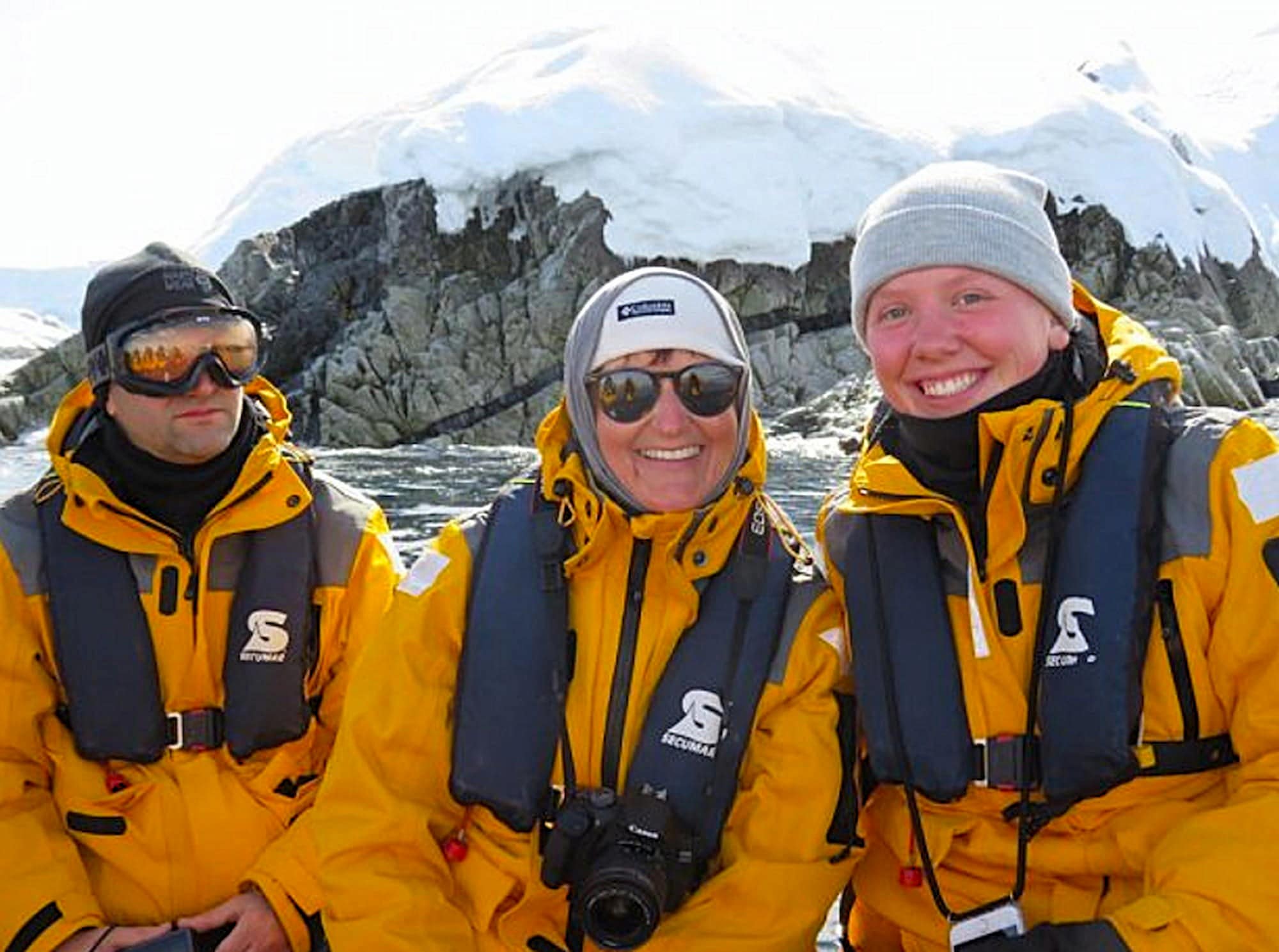 Pia on a zodiac cruise with other guests.