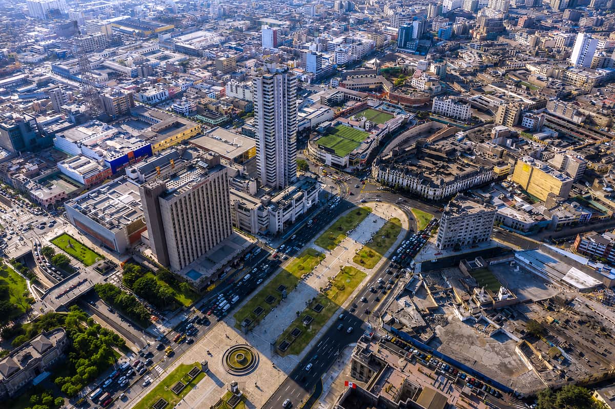 Aerial view of Lima’s Civic Centre, Peru