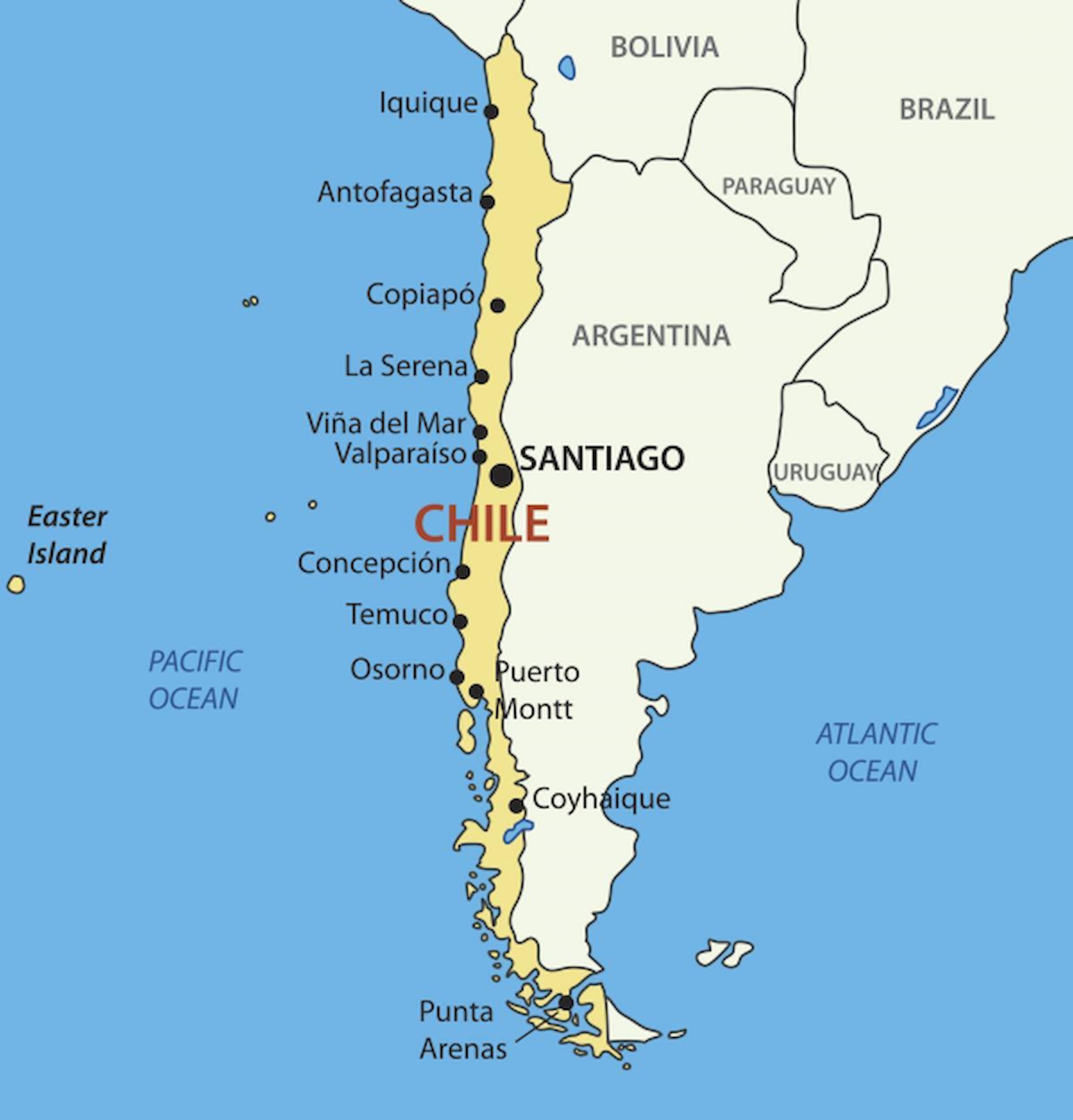 Map of the Chilean region
