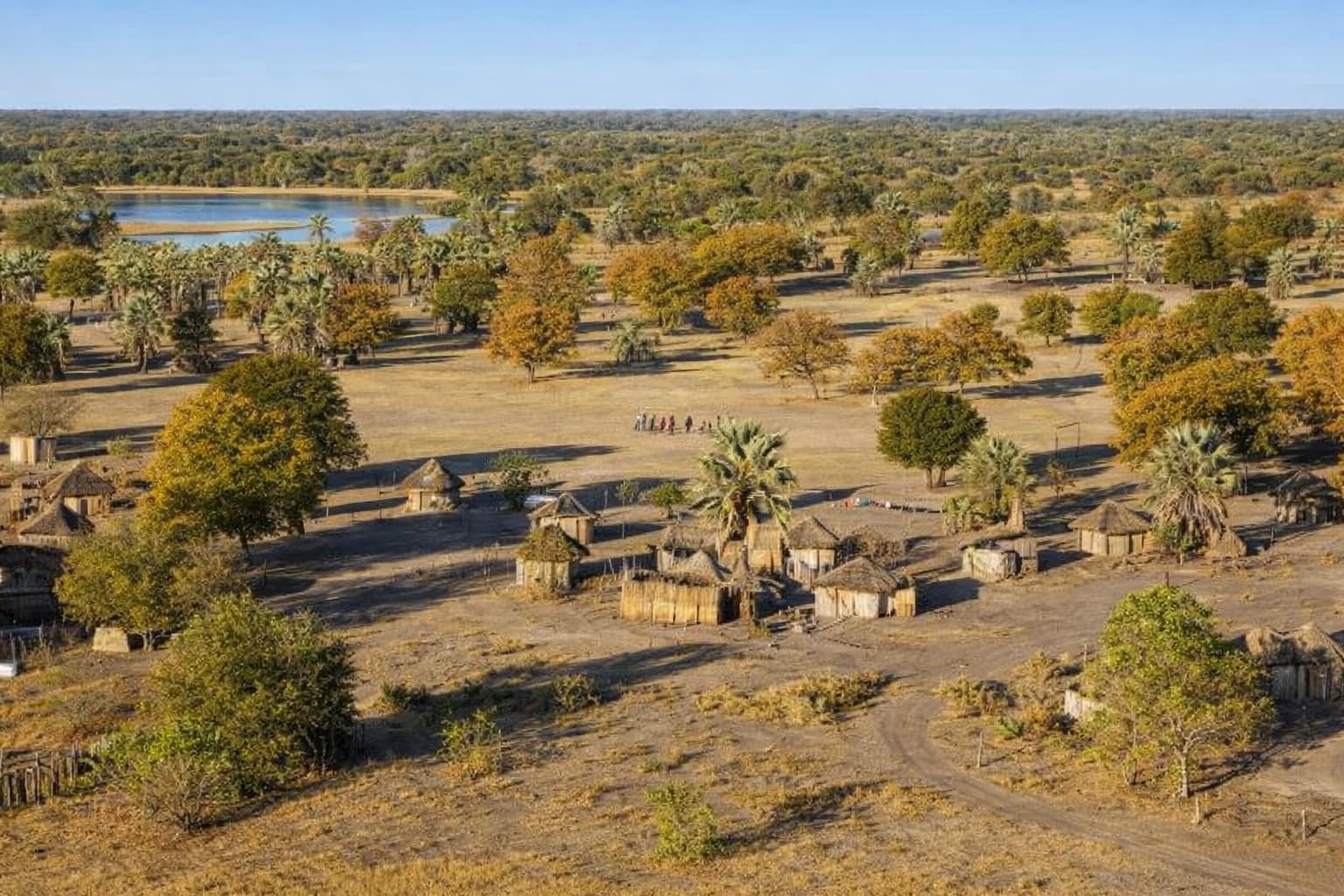 Panoramic view of native village in Botswana