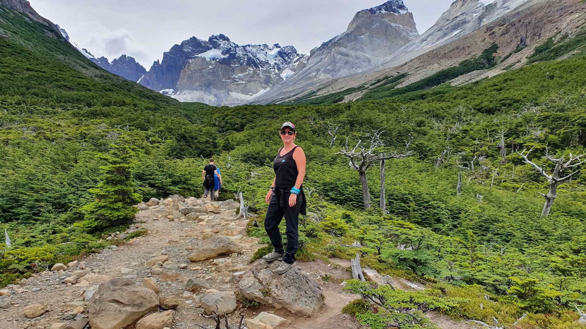 Patagonia travel Rachel founder of Viva exploring the breathtaking Patagonia mountain.