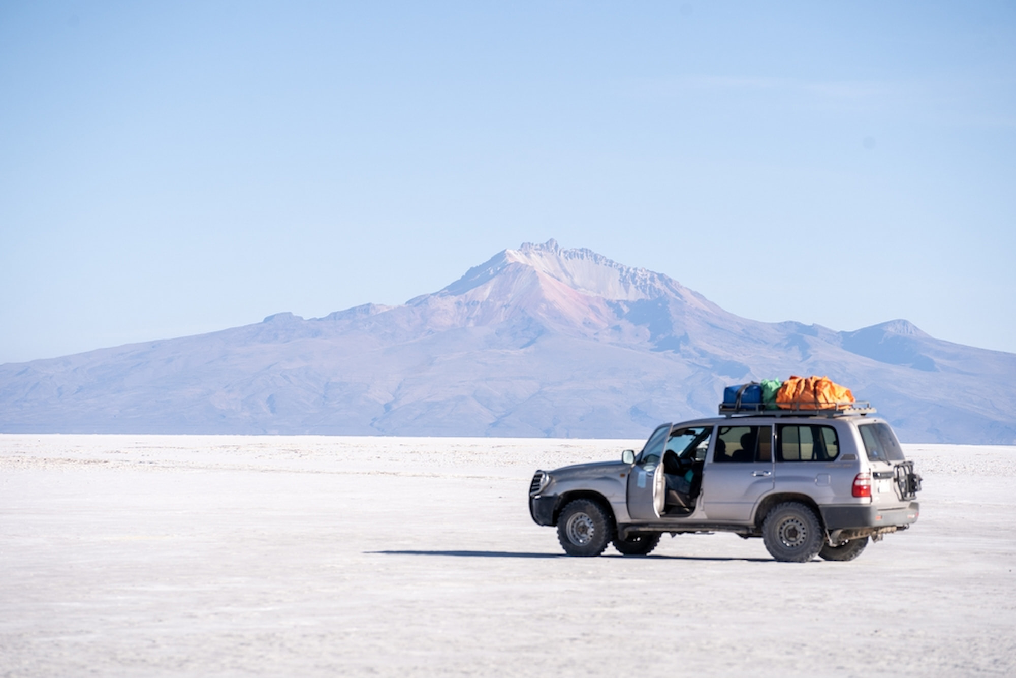 Photo of Car Bolivia Salar de Uyuni Salt Flats.