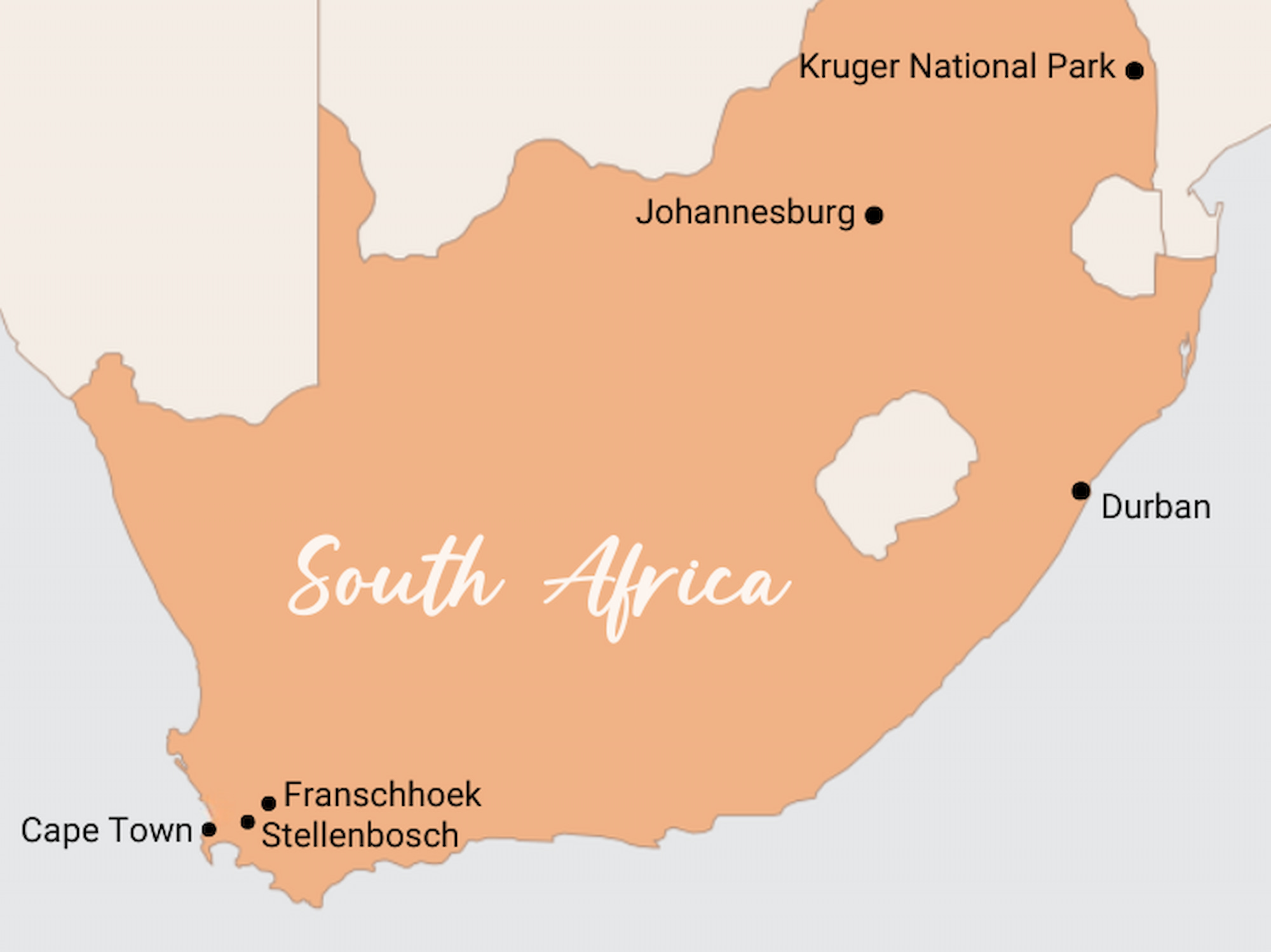 South Africa Wineland Map.