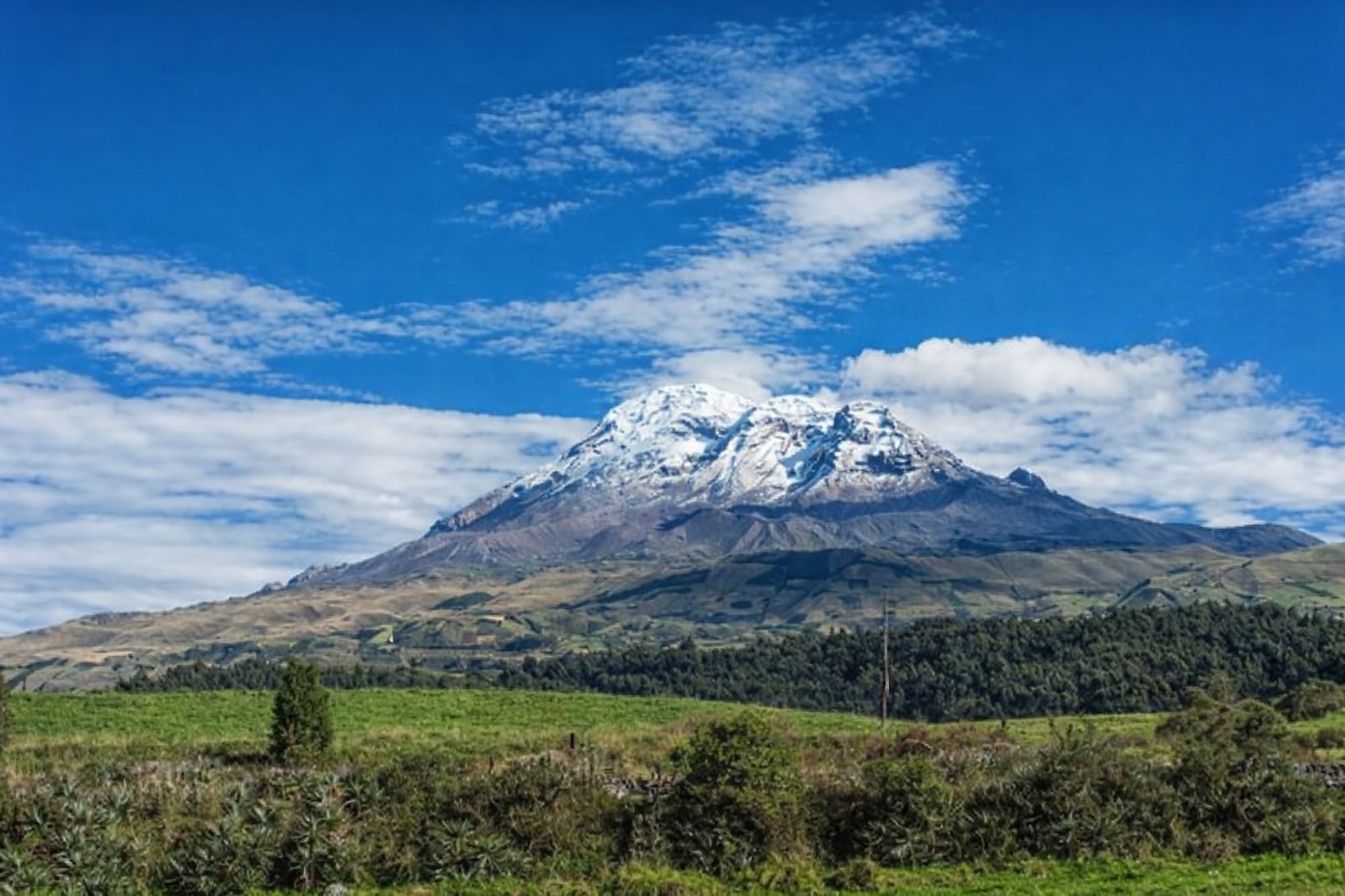 Chimborazo volcano in Ecuador rising above the Andean plateau