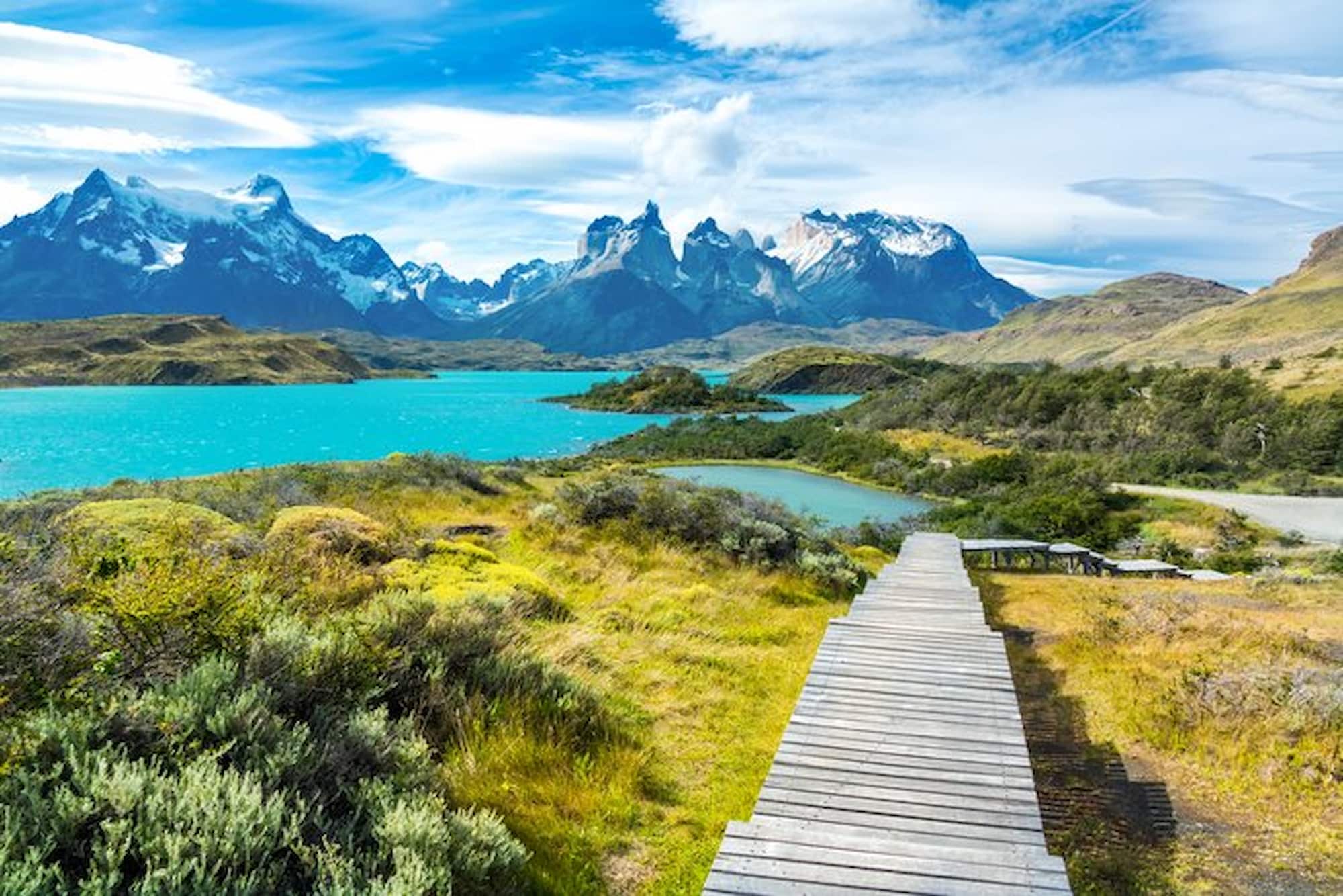 Torres del Paine National Park in Patagonia seen in summer from a viewpoint