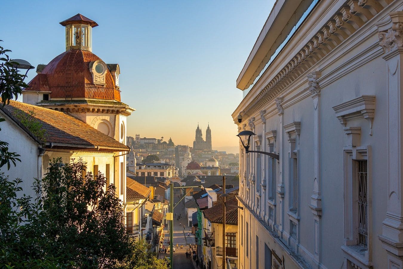 Colonial buildings in the historic centre of Quito, Ecuador