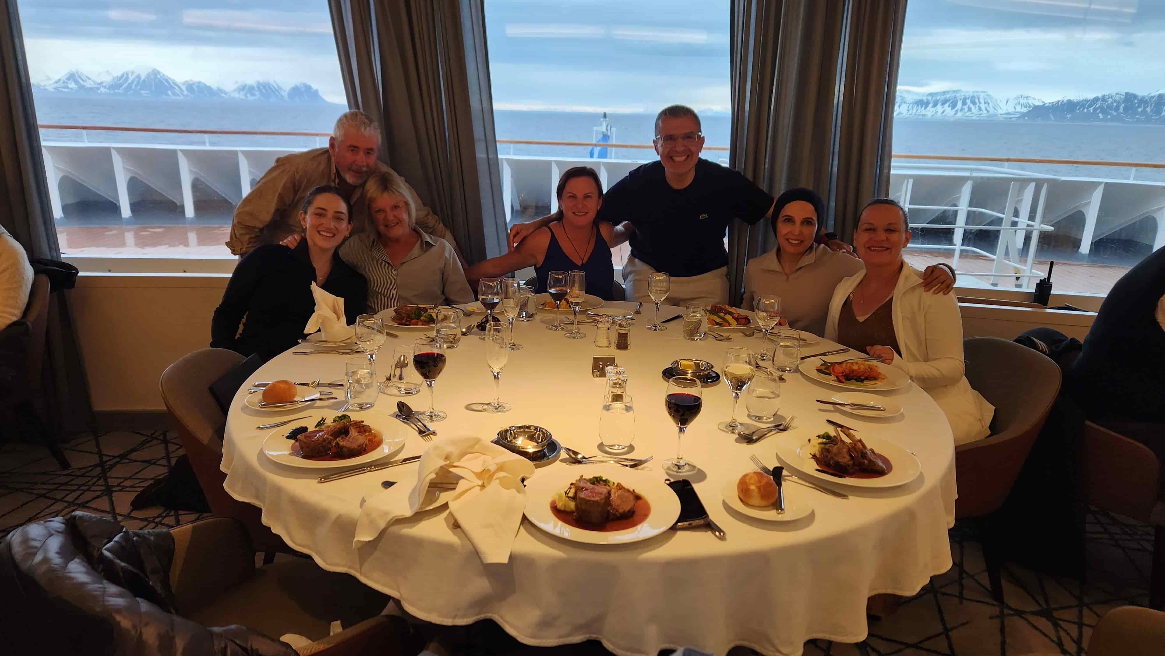 Rach and the other passengers forging connections while dining and lounging aboard Ultramine, cruising the Arctic’s icy waters.