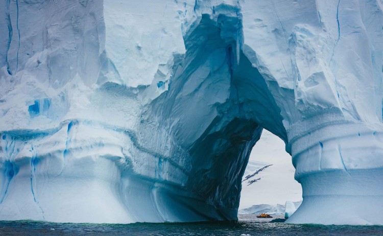 Antarctic iceberg tunnel 