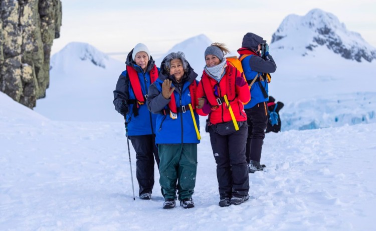 Antarctic women passengers in half moon island