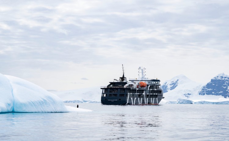Magellan Explorer and the Glaciers in the background