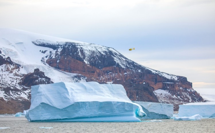 Helicopter in Landscape Antarctica