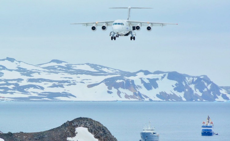Cmplete Antarctica an aircraft preparing to land