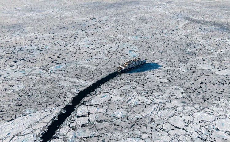 SH Vega cruising the Antarctic icy waters