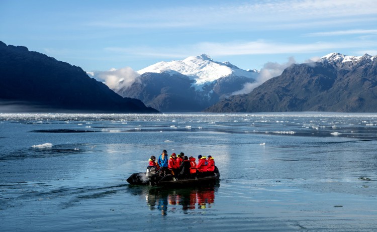 Zodiac cruise deep in Chilean fjords