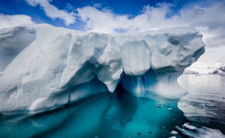 Emblamatic Antarctica towering glaciers in Antarctica