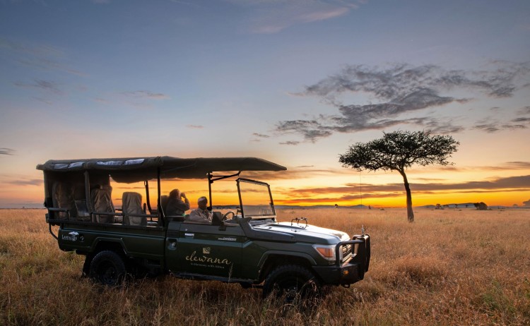Elewana Sand River Game drive at sunrise small