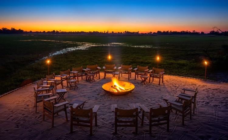 Kanana Fireplace Okavango Delta sunset view