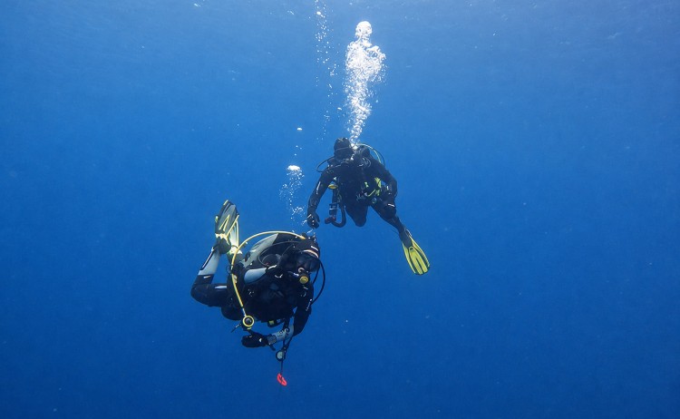 Galaxy Diver II cruise guest guided by a dive master