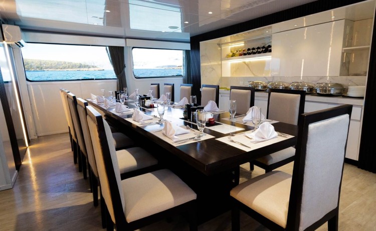 Galaxy yacht dining room
