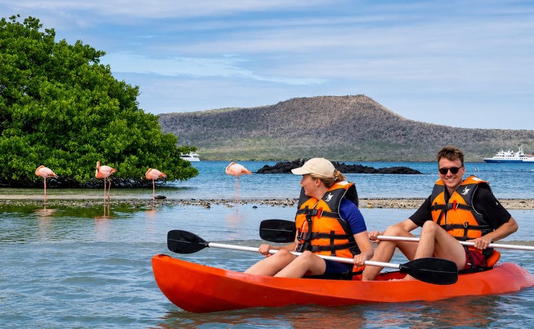 Paddling in Galapagos Island Ecuador