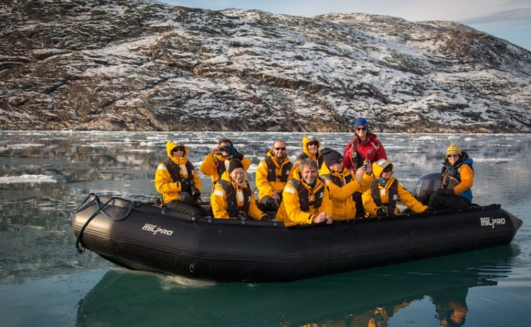 Quark Expeditions Greenland Adventure francoise gervais zodiac eqip sermia west greenland Credit Acacia 800