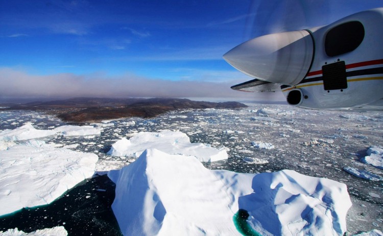Greenland Disko Bay heli flight