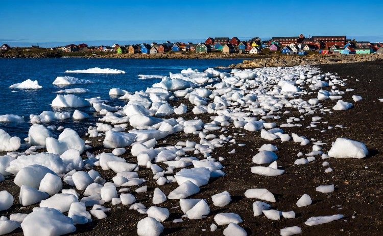 Greenland Disko Bay view of Qeqertarsuaq