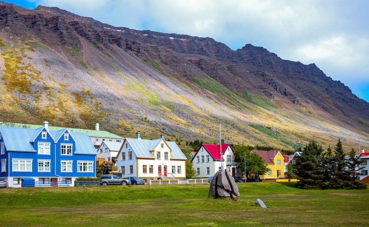 Iceland Isafjordur traditional style houses