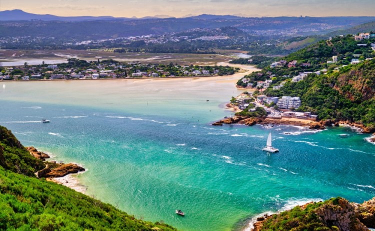 Garden Route turquoise waters and rugged coastline of Knysna Heads South Africa