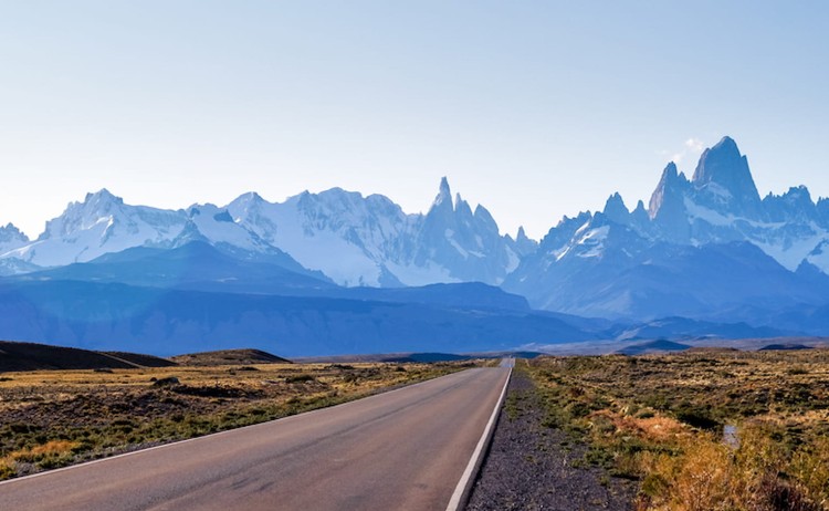 Hike in El Chalten stunning road with Mt FitzRoy in the background