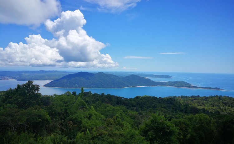 The view of the island of Nosy Be small 