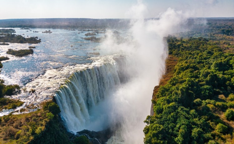 The Victoria Falls in an aerial view Zambia Zimbabwe