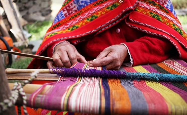 Mountain Lodges of Peru local weaving colourful textile