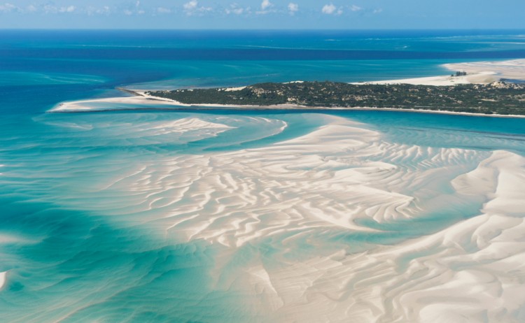 An Island in Vilankulo Mozambique Africa As Seen From Above Surrounded by Sand and Water shutterstock 1040847316