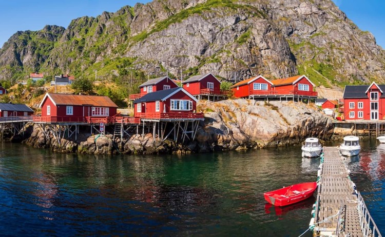 Norways Wild North Panoramic view of fishing village in the Lofoten archipelago