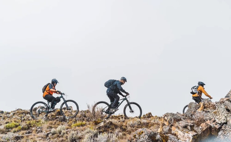 Riding Giant guest biking the terrain
