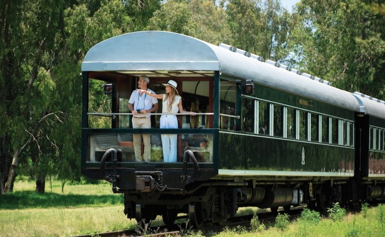 Rovos tour, Dar es Salaam to Cape Town, couple at the observation car