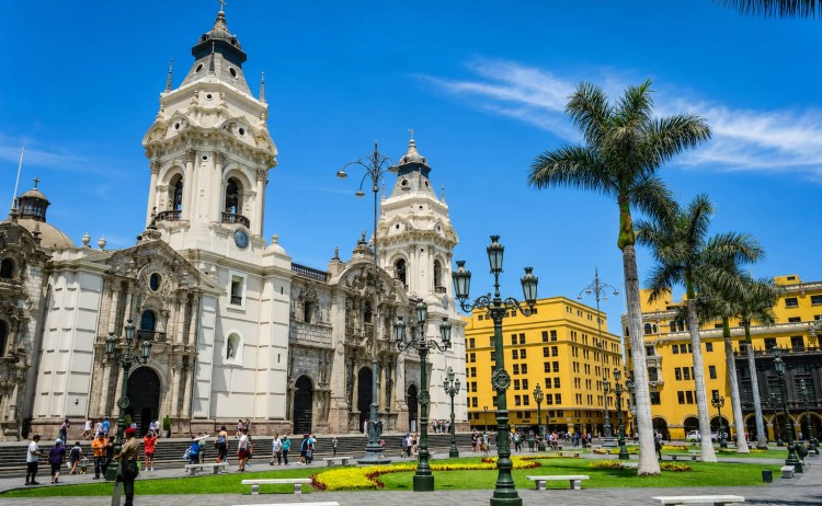 athedral and Plaza de Armas in Lima