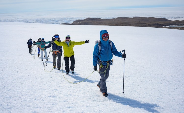 Hiking activity in Antarctica
