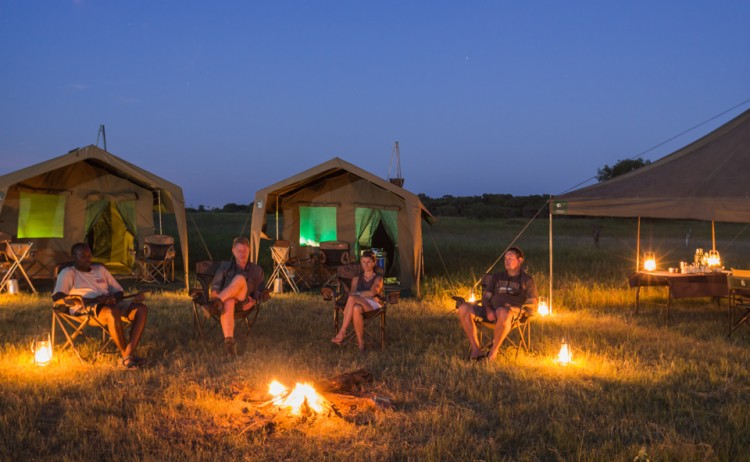 Camping ground at night