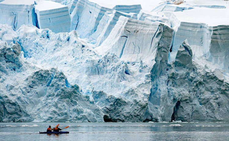 Ultimate Antarctic circle crossing guest kayaking in Paradise bay