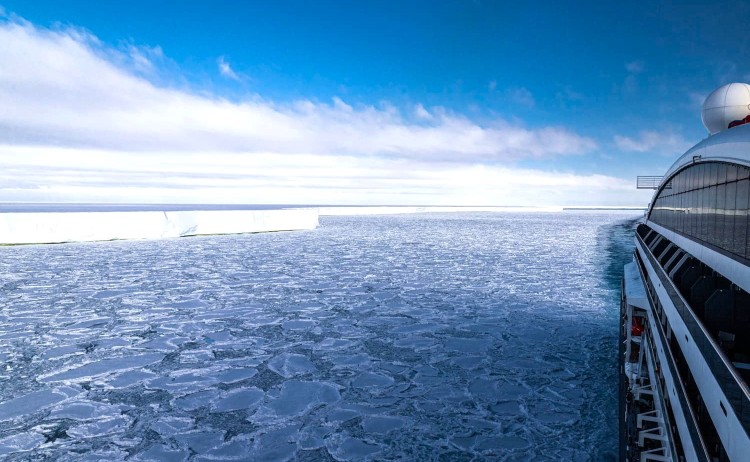 Unexplored AntarcticaLe Commandant in the icy waters